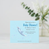 ライトブルーのイルカ – ベビーシャワー 招待状 (スタンド正面)