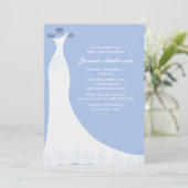 ライトブルーのウェディングドレス ブライダルシャワー 招待状 (スタンド正面)