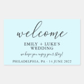 ライトブルーのカスタムウェディングウェルカム 長方形シール (正面)