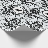 ライトブルーのキャットダマスク ラッピングペーパー (角)