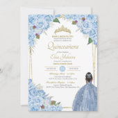 ライトブルーのキンセアニエラ フラワーローズ エレガントなキンセア 招待状 (正面)