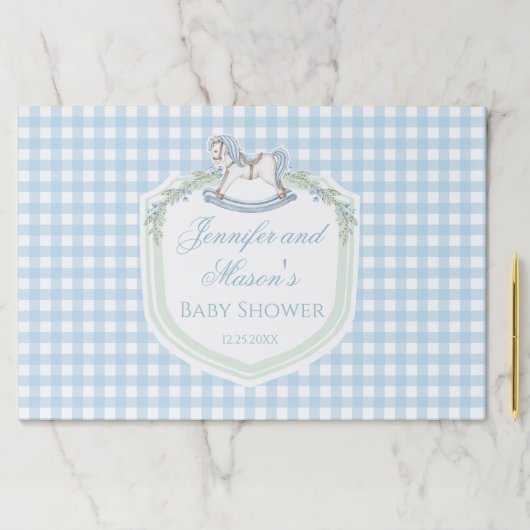 ライトブルーのギンガフランスのムの馬紋赤ちゃんシャワー ペーパーパッド (インサイチュ)