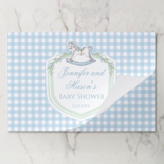 ライトブルーのギンガフランスのムの馬紋赤ちゃんシャワー ペーパーパッド (折り畳み)