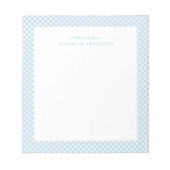 ライトブルーのギンガムシンプル可愛パーソナライズされたい ノートパッド (正面)