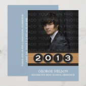 ライトブルーのクラシックな鍵の卒業招待状 招待状 (正面/裏面)