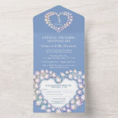 ライトブルーのクリスタル 結婚3周年記念日 オールインワン招待状 (内側)