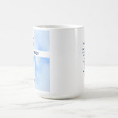 ライトブルーのクリスチャン十字聖書聖句ヒーリング コーヒーマグカップ (中央)