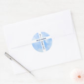 ライトブルーのクリスチャン十字聖書聖句ヒーリング ラウンドシール (封筒)
