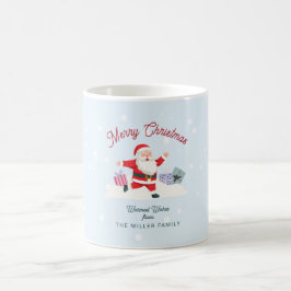 ライトブルーのクリスマスの幸せなサンタクロース コーヒーマグカップ