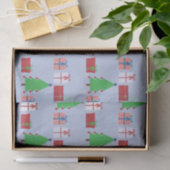 ライトブルーのクリスマスツリーとギフト 薄葉紙 (ギフト)