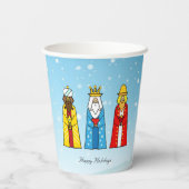 ライトブルーのクリスマスワイズメンズ紙カップ 紙コップ (裏面)
