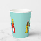 ライトブルーのクリスマスワイズメンズ紙カップ 紙コップ (右)