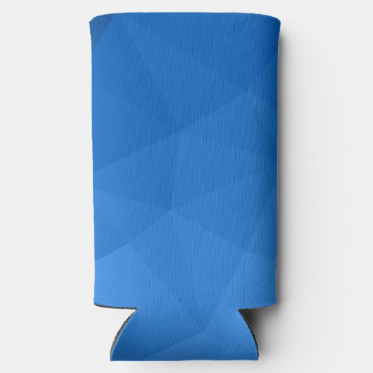 ライトブルーのグラデーションジオメトリメッシュパターンモノグラム スリム缶クーラー (裏面)