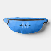 ライトブルーのグラデーションジオメトリメッシュパターンモノグラム ファニーパック (レイダウン)