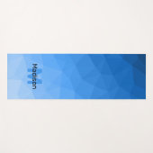 ライトブルーのグラデーションジオメトリメッシュパターンモノグラム ヨガマット (正面(横))