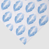 ライトブルーのグリッターキスパターン 薄葉紙 (詳細)