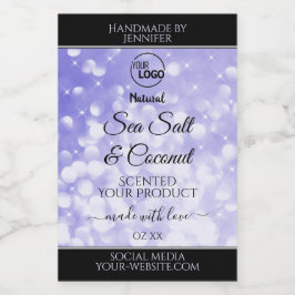 ライトブルーのグリッター製品パッケージロゴラベル フードラベル