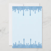 ライトブルーのグリッター ドリップス、ドレス ガール スウィート 16 招待状 (裏面)