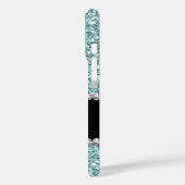 ライトブルーのグリッター&宝石(名前とモノグラム付き) Case-Mate iPhoneケース (裏面 / 左)