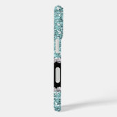 ライトブルーのグリッター&宝石(名前とモノグラム付き) Case-Mate iPhoneケース (裏面 / 右)