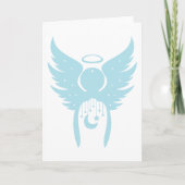 ライトブルーのグリーティングカードに天使 カード (正面)
