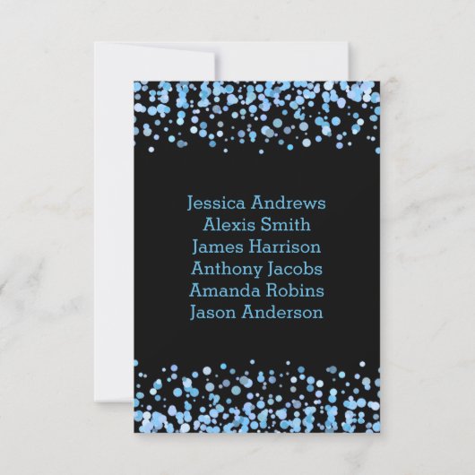 ライトブルーのコンフェッティテーブルナンバー席次表 招待状 (裏面)