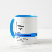 ライトブルーのコンボマグカップで強調表示されたビジネス名 マグカップ (正面左)