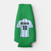 ライトブルーのサッカーシャストライプツ ボトルクーラー (正面)