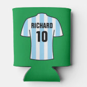 ライトブルーのサッカーシャツインストライプクーラーボックス 缶クーラー (裏面)