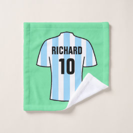 ライトブルーのサッカーシャツウォッシュストライプクロス ウォッシュタオル