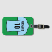 ライトブルーのサッカーシャツ ラゲッジタグ (正面横)