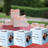 ライトブルーのシルバーグリッター結婚写真 フェイバーボックス