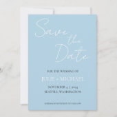 ライトブルーのシンプルスタイルの結婚式 セーブザデート (正面)