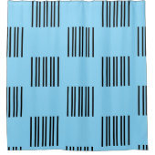 ライトブルーのシンプルブラックラインのデザイン シャワーカーテン (正面)