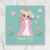 ライトブルーのシールにフェアリーと花のThank You フェイバータグ (裏面)