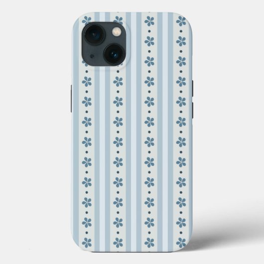 ライトブルーのストライプとフラワー Case-Mate iPhoneケース (裏面)