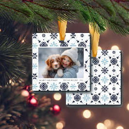 ライトブルーのスノーフレーク写真 セラミックオーナメント