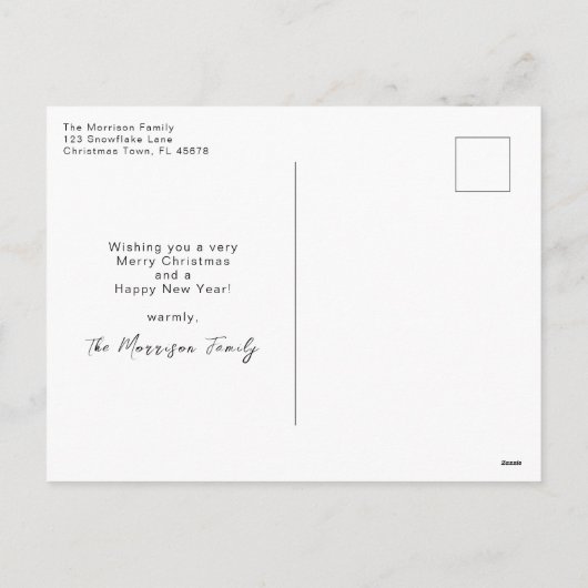 ライトブルーのスノーフレーク シーズンポストカード (裏面)