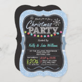 ライトブルーのスノーフレーク、チョークのクリスマスパーティー 招待状 (正面/裏面)