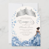 ライトブルーのティアラ バタフライ フラワーズ キンチェアネラ 招待状 (正面)