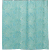 ライトブルーのトロピカルパーム葉のパターン シャワーカーテン (正面)