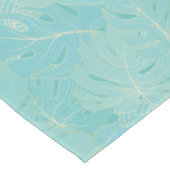 ライトブルーのトロピカルパーム葉のパターン テーブルクロス (アングル)
