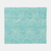 ライトブルーのトロピカルパーム葉のパターン フリースブランケット (正面(横))