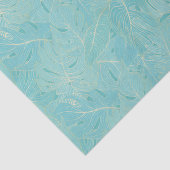ライトブルーのトロピカルパーム葉のパターン 薄葉紙 (詳細)