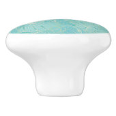 ライトブルーのトロピカルパーム葉の高級パターン セラミックノブ (側面)