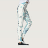 ライトブルーのドットと花柄 レギンス (右)