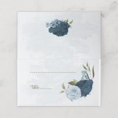 ライトブルーのネイビーブルーの花ボタニ結婚ーズ プレイスカード (外部開封)