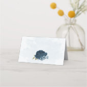 ライトブルーのネイビーブルーの花ボタニ結婚ーズ プレイスカード (裏面)