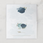 ライトブルーのネイビーブルーの花ボタニ結婚ーズ プレイスカード (外部開封)