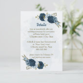 ライトブルーのネイビー結婚フラワーズ詳細 エンクロージャーカード (スタンド正面)